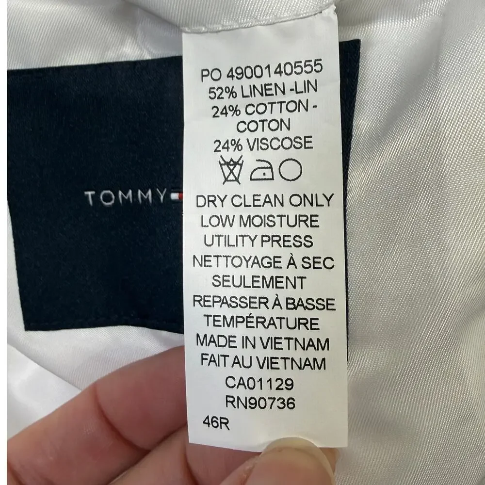 Tommy Hilfiger Men's Modern-Fit 100% Linen Sport Coat white 46R $295